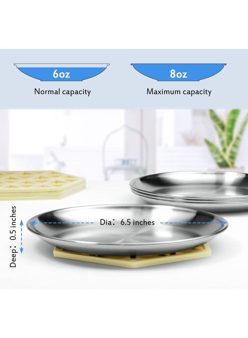 Stainless Steel Cat Dishes for Food and Water Bowls for Small Pets Relief of Whisker Fatigue -2 Sets Shallow Style(6.5 Inch) - Image 4